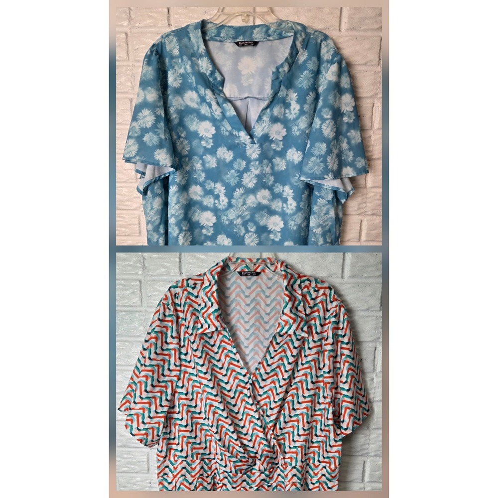 Lot of 2 Bloomchic tops Women's size 26 Tunic Lightweight Pullover Short sleeve
